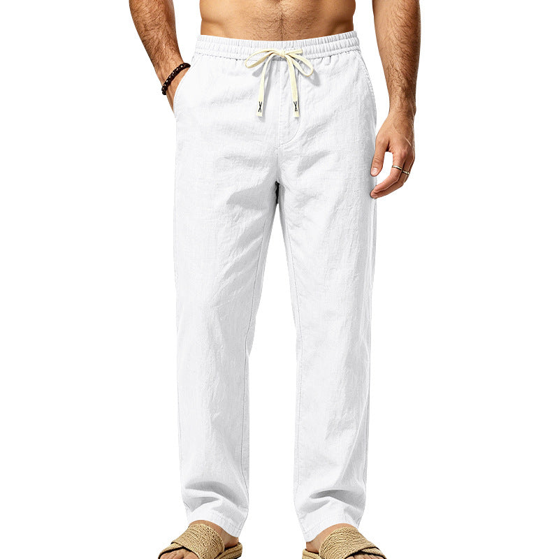 Men's Lightweight Relaxed Pants with Elastic Waistband, Drawstring and Applied Cargo Pocket Mune Fashion