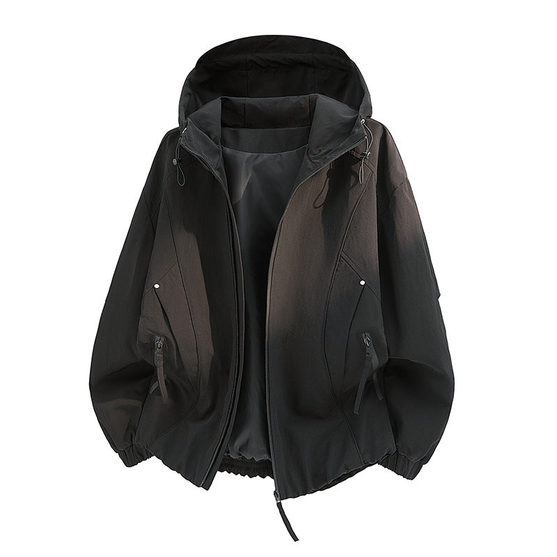 Women's lightweight hooded transitional jacket in oversized cut with elastic hem and concealed zipper pockets Mune Fashion