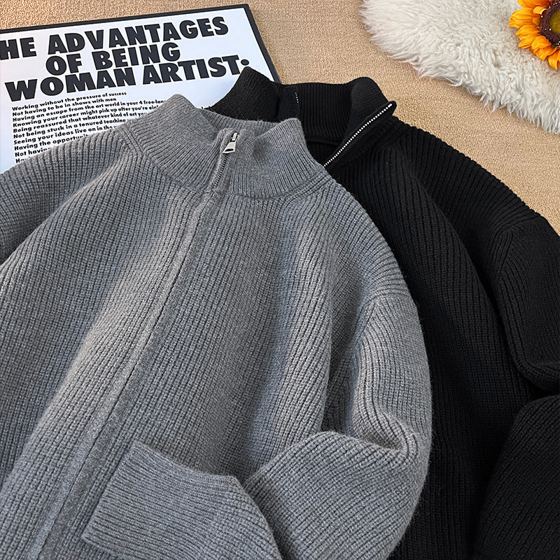 Women Fashionable Knit Sweater with High Collar Mune Fashion