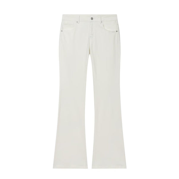 Women Flared Jeans with Mid-Rise Waist and Five-Pocket Design Mune Fashion