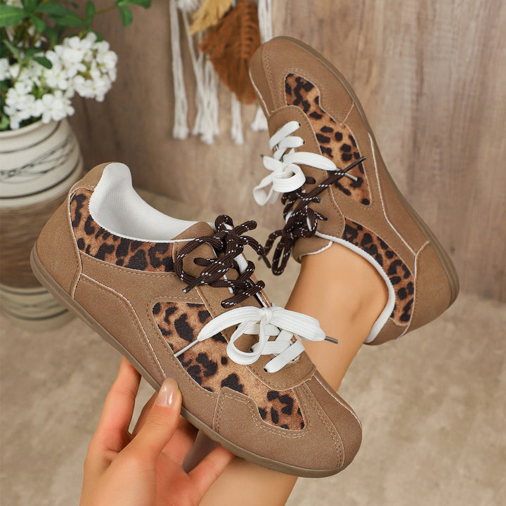 Women Light Velour Sneakers with Leopard Print and Padded Comfort Footbed Mune Fashion