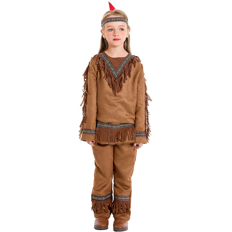 Girl Native American Costume with Fringe and Detail-Loving Top Mune Fashion