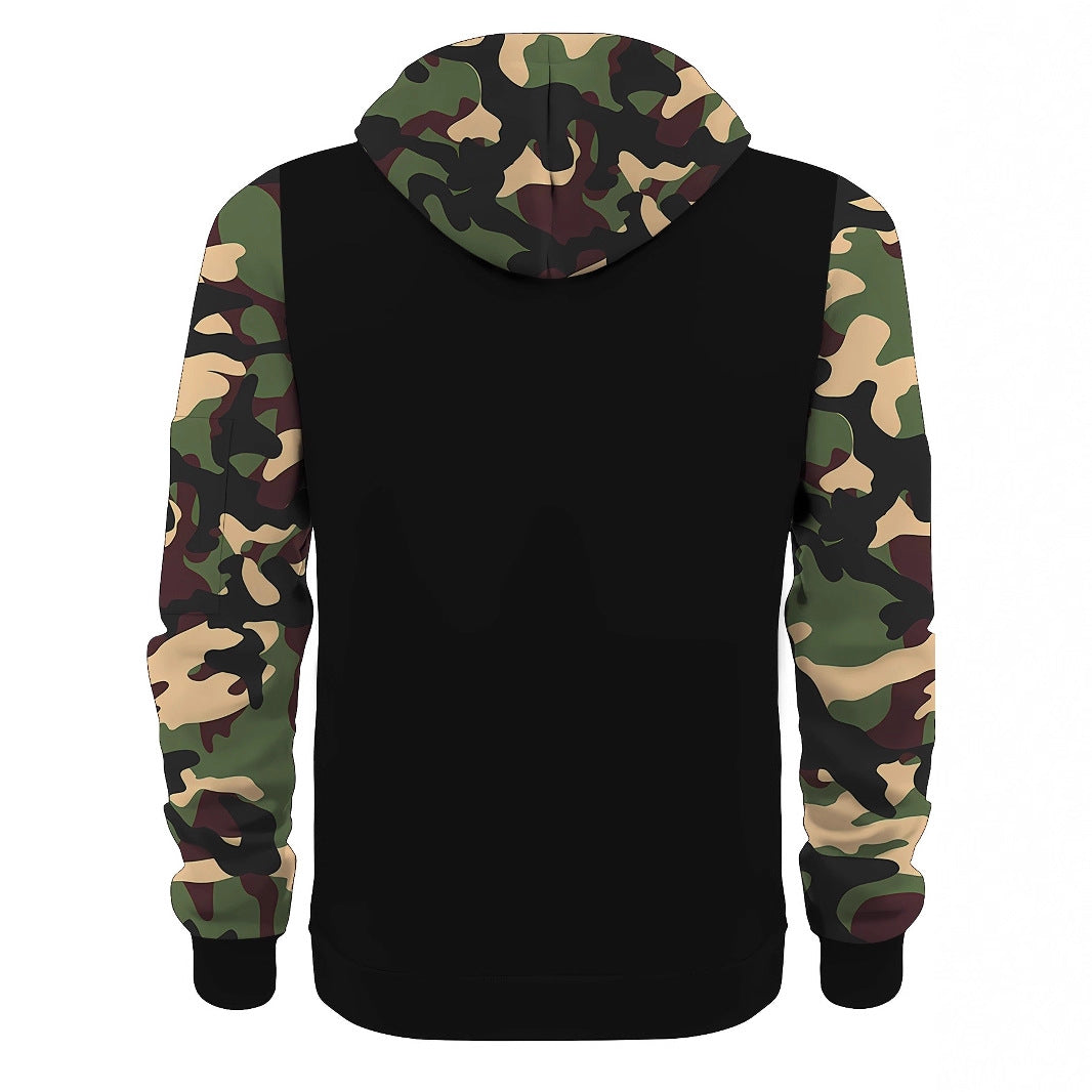 Men's Athletic Hooded Jacket with Camouflage Sleeves Mune Fashion
