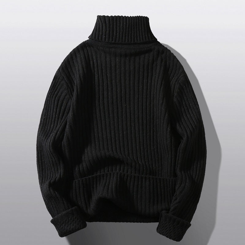 Men's structured turtleneck sweater with diagonal rib texture and slim fit Mune Fashion