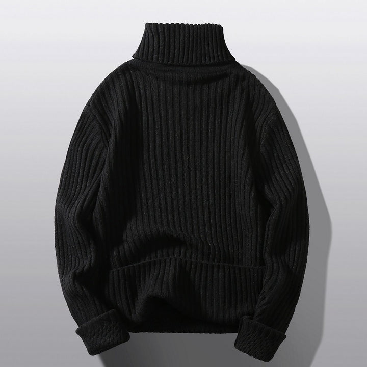 Men's structured turtleneck sweater with diagonal rib texture and slim fit Mune Fashion