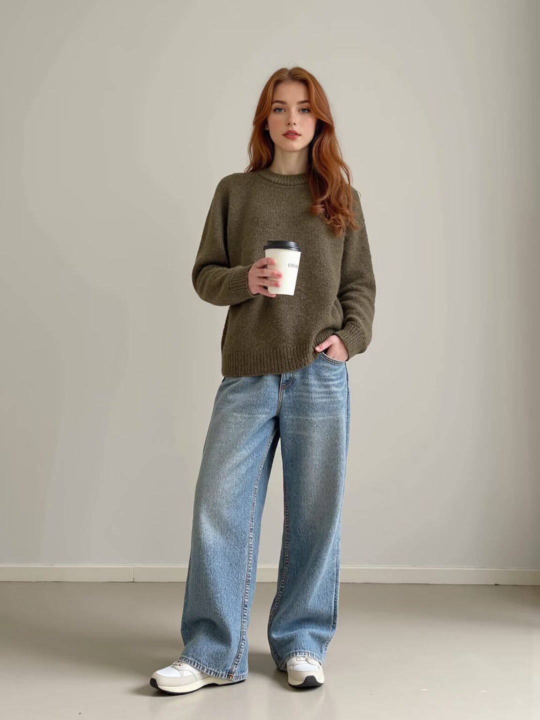 Women Oversize Mohair Look Pullover with Round Neck and Raglan Sleeves Mune Fashion