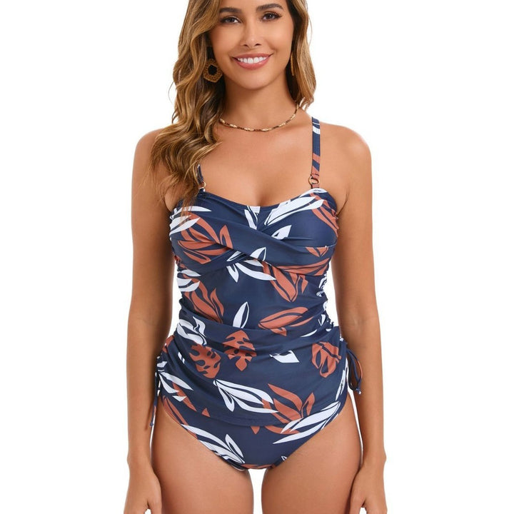 Women's tankini with sophisticated gathering elements and floral design Mune Fashion
