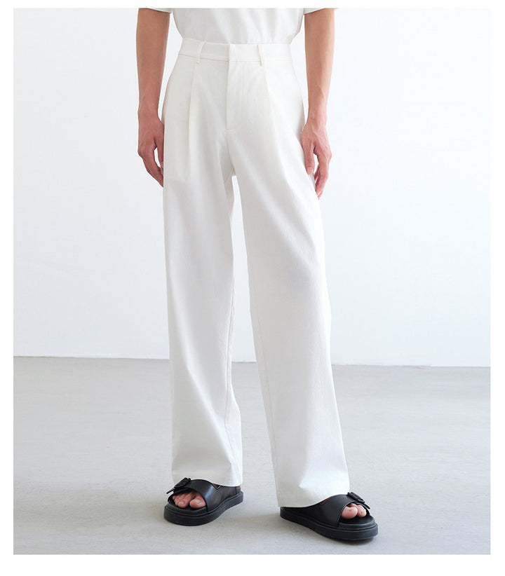 Men's wide high-waisted pleated trousers made of cotton blend Mune Fashion