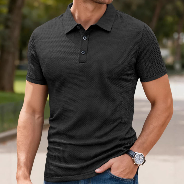 Men's nano structured micro jacquard polo shirt with slim fit and elastic comfort stretch Mune Fashion