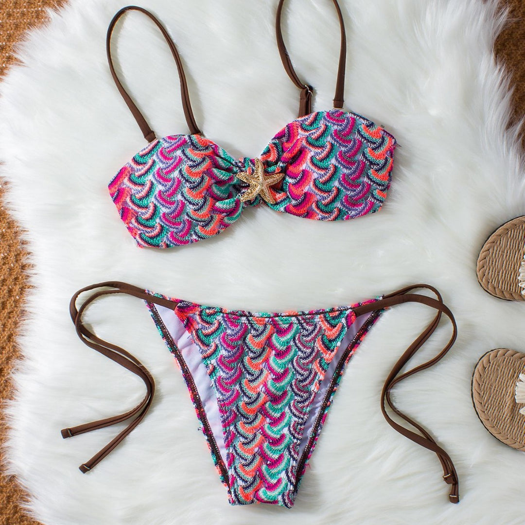 Ladies bandeau bikini with glamorous shell pattern Mune Fashion