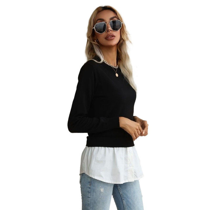 Women Elegant Casual Sweater with Shirt Bottom Mune Fashion