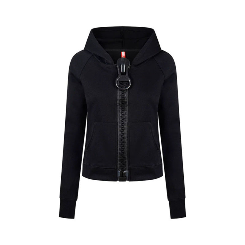 Women’s hooded sweatshirt jacket with oversized zipper and relaxed fit Mune Fashion