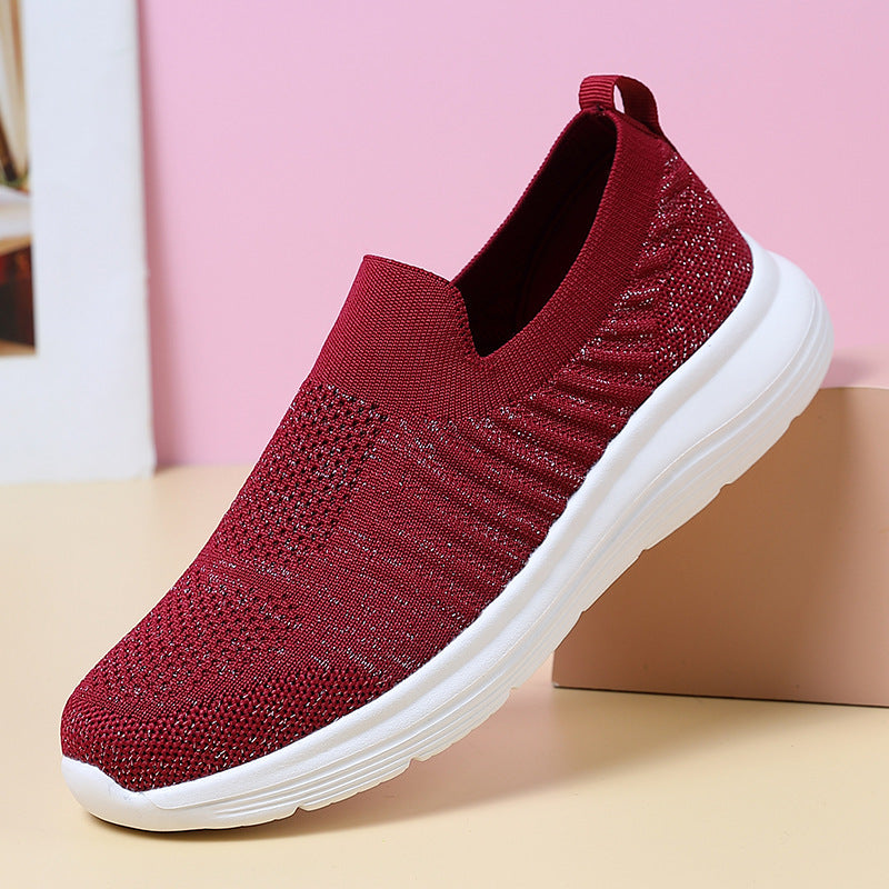 Women's breathable knitted slip-on shoes with viscoelastic insole and flexible rubber outsole Mune Fashion