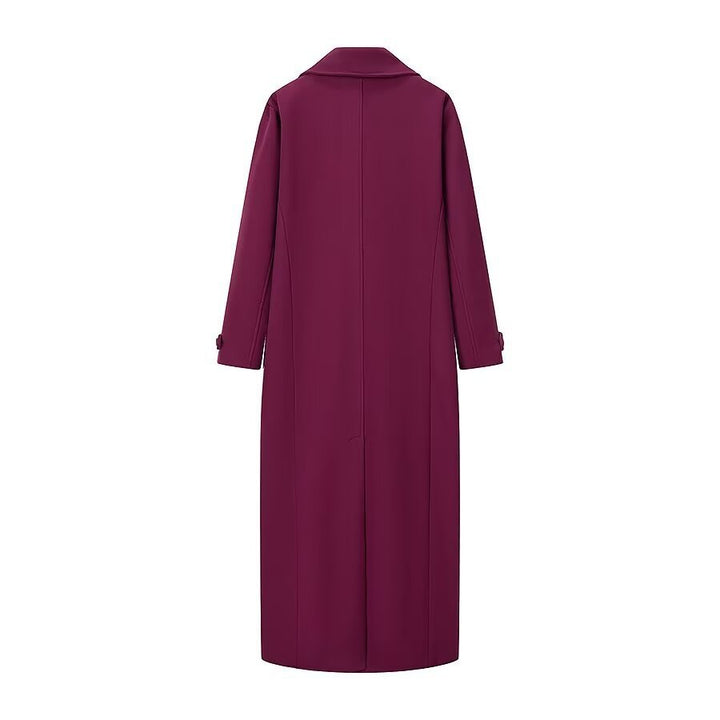 Women's Maxi Length Coat made of Wool Blend with Tailored Silhouette and Clean Lapel Mune Fashion