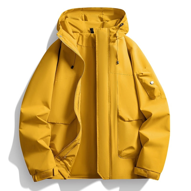 Men's Waterproof Hooded Jacket in Utility Style with Welded Seams and Concealed Zipper Mune Fashion