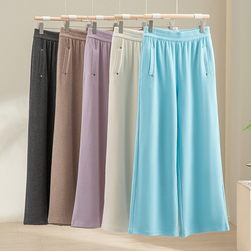 Women Wide Satin Pants with High Elastic Waistband and Flowing Draping Mune Fashion