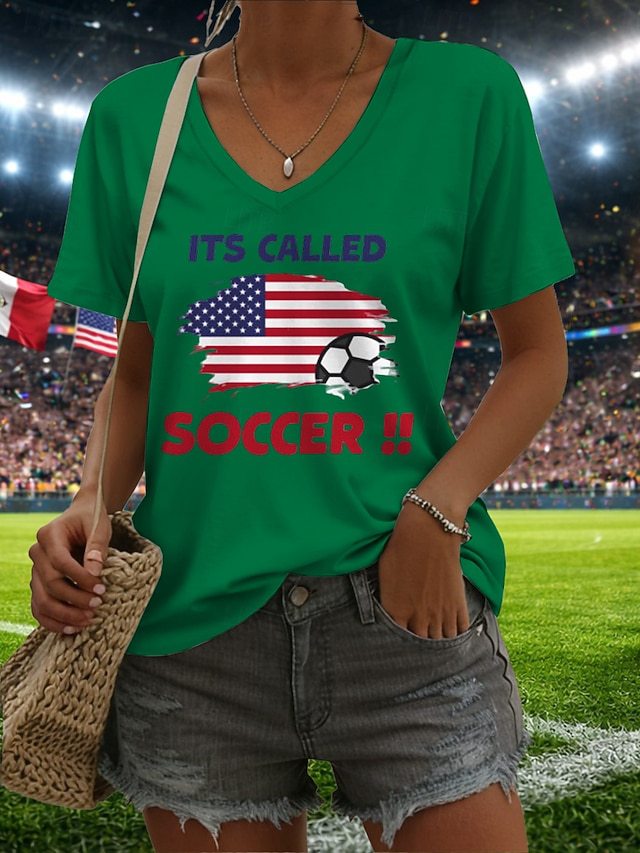 Women’s V-neck Retro Print T-shirt with Eagle Emblem and vintage-inspired Graphic Mune Fashion
