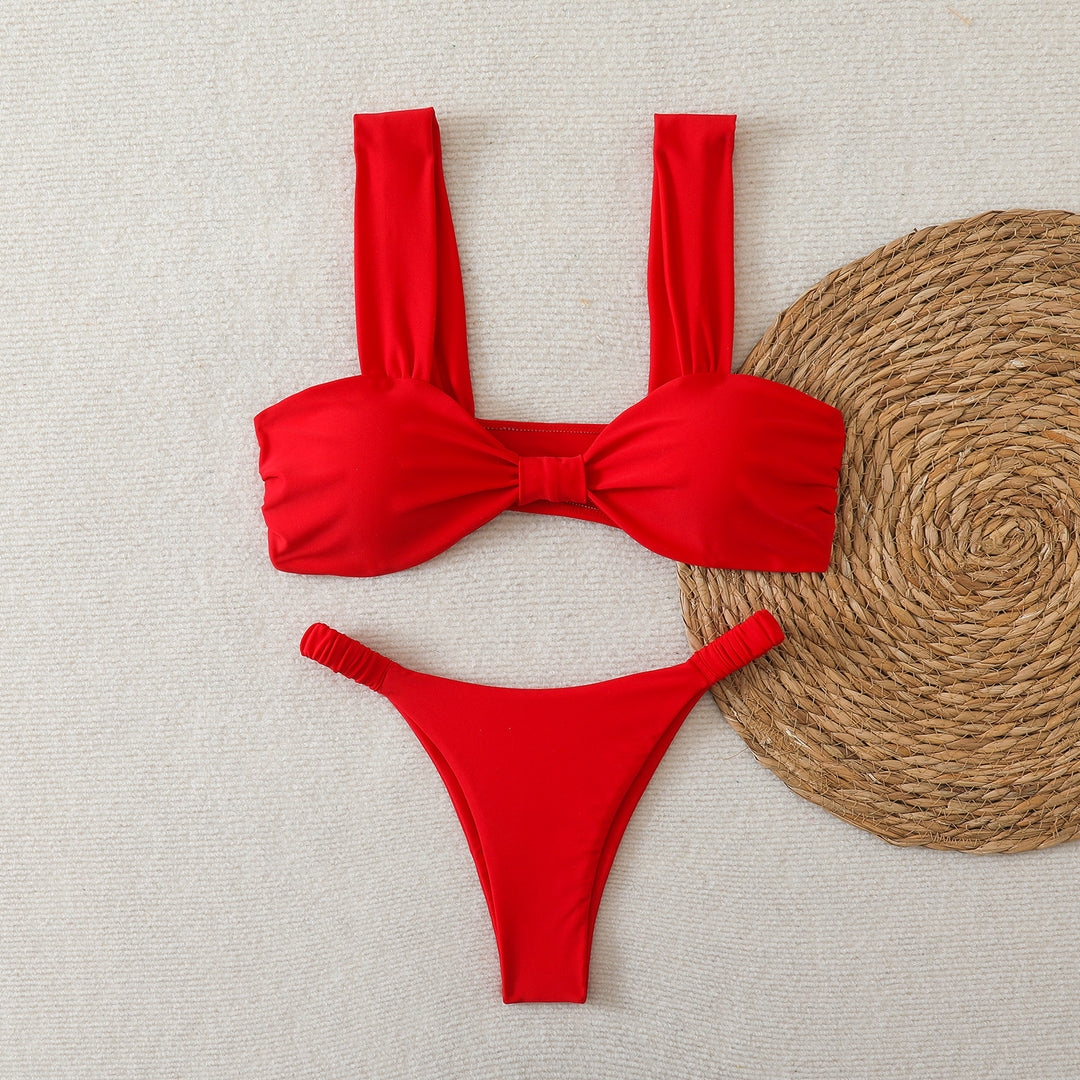 Women's bandeau bikini with wide straps and decorative bow element Mune Fashion