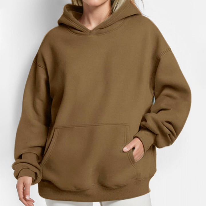 Women's oversized hoodie with balloon sleeves, prominent kangaroo pocket and softly brushed inner side Mune Fashion