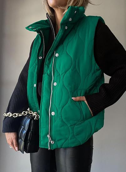 Women's Functional Padded Vest with High Stand-Up Collar, Zipper and Side Pockets Mune Fashion