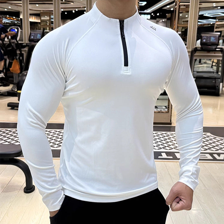 Men's Sporty Long Sleeve Shirt with Zipper Mune Fashion