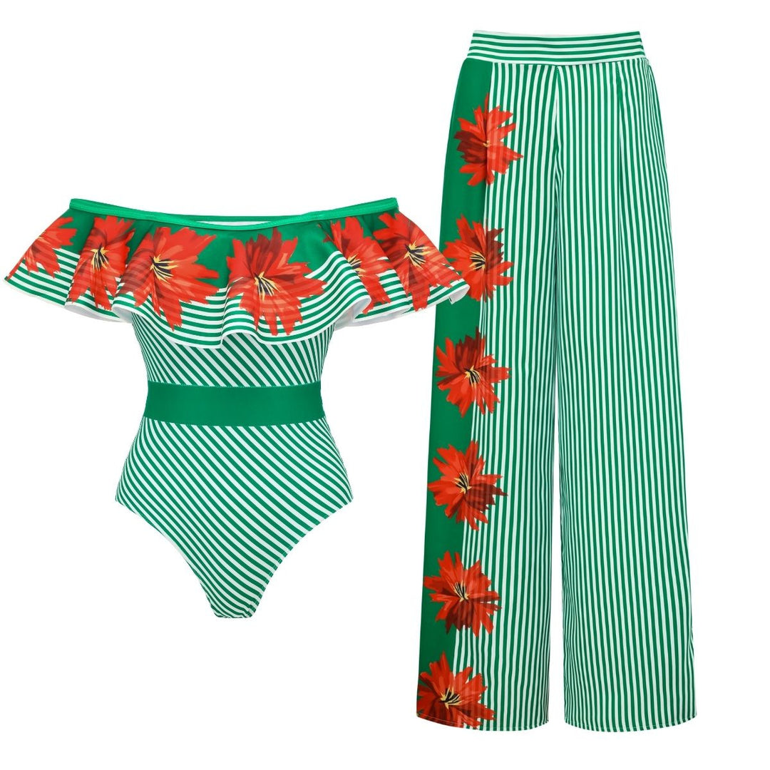 Women's swimsuit with charming ruffle design and matching maxi skirt Mune Fashion