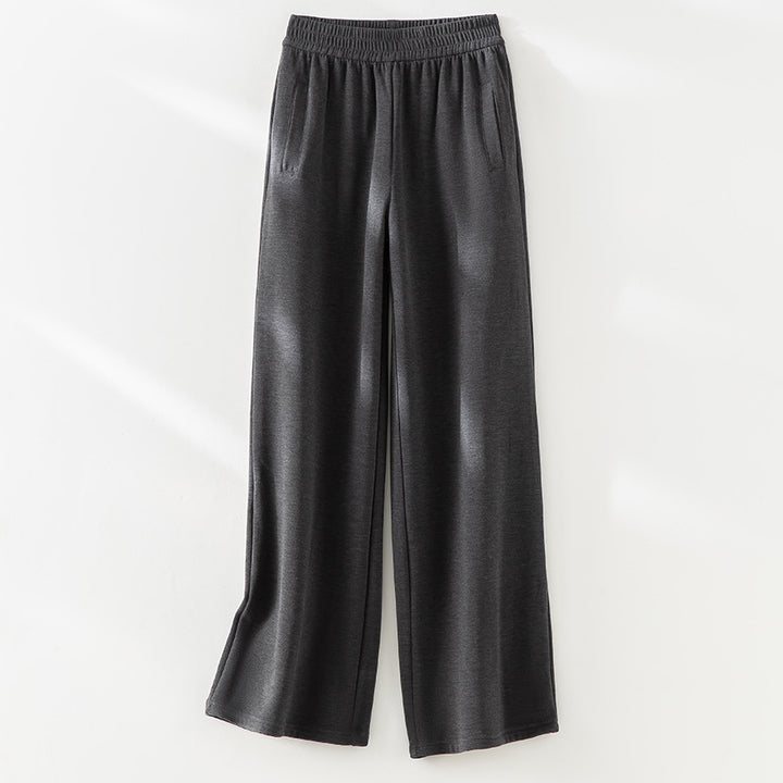 Women Wide Comfort Pants with High Elastic Waistband and Side Pockets Mune Fashion