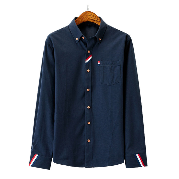 Men's modern Oxford shirt with button-down collar, chest pocket, and subtle stripe decoration Mune Fashion