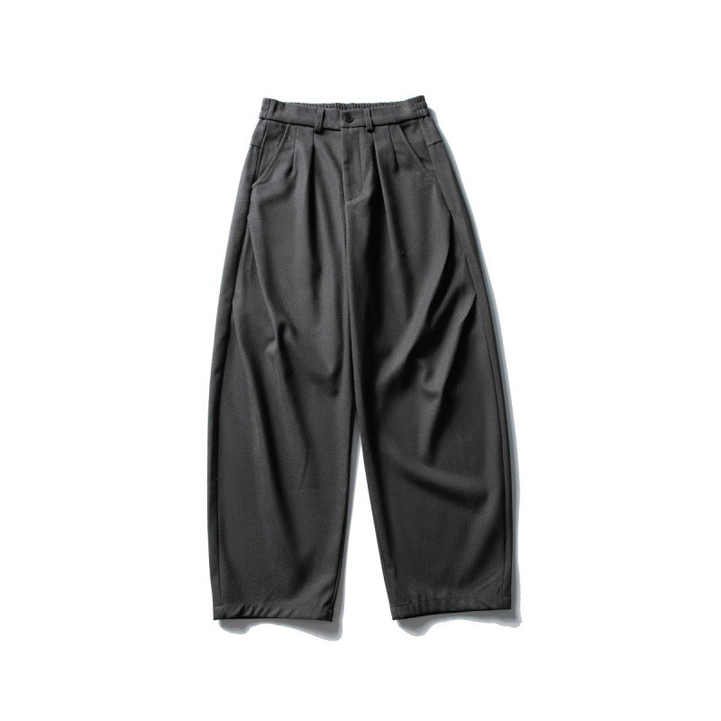 Men's Wide High-Waist Pleated Pants in Baggy Cut with Knife Pleats and Diagonal Side Pockets Mune Fashion
