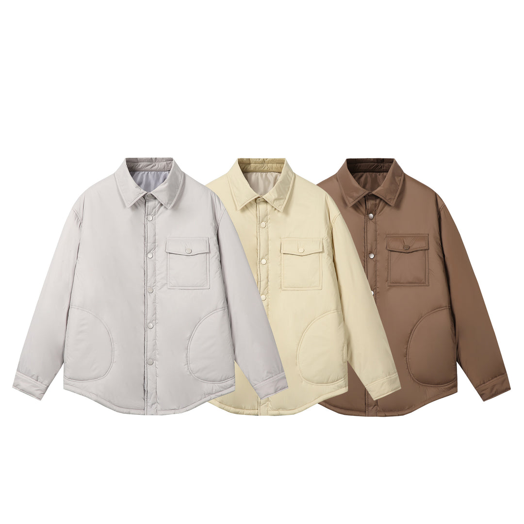Unisex Short Cut Thermal Shirt Jacket with Shirt Collar and Flap Pocket Mune Fashion