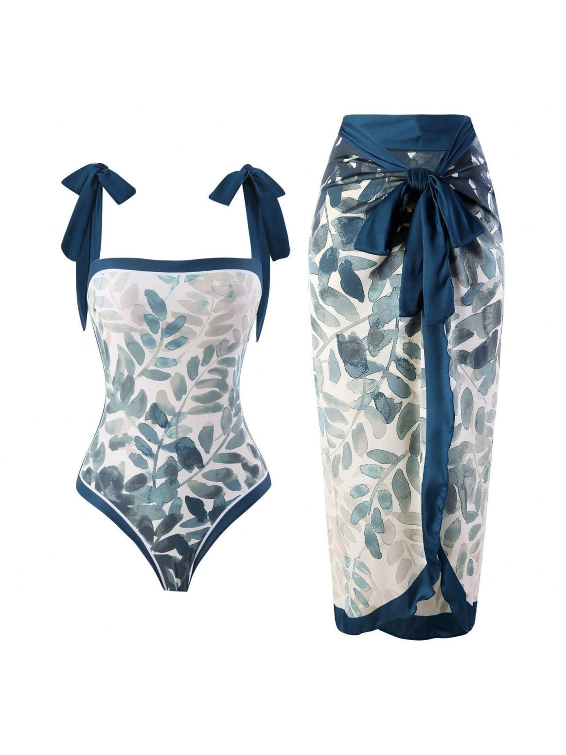 Women Elegant Swimsuit with Floral Accents and Fashionable Wrap Skirt Mune Fashion