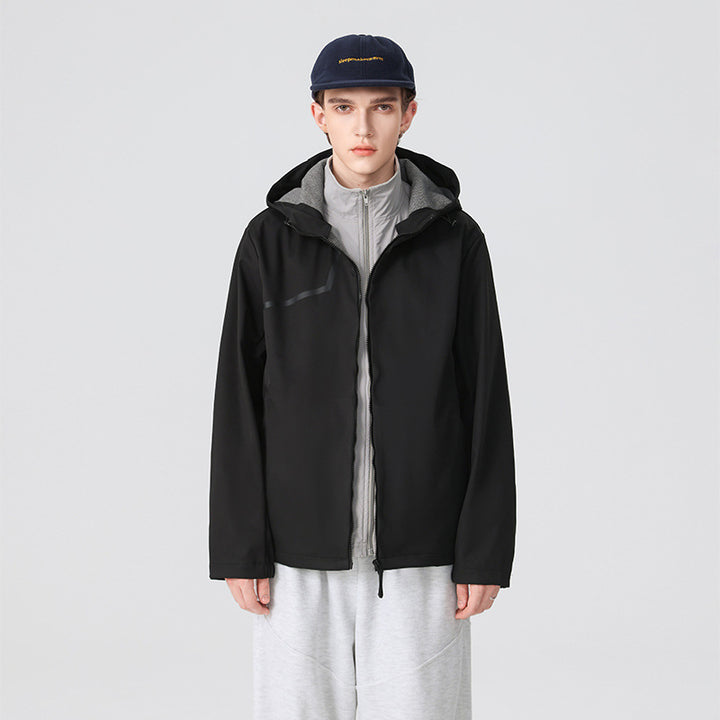 Men's Technical Softshell Jacket with Adjustable Hood and Windproof Membrane Mune Fashion