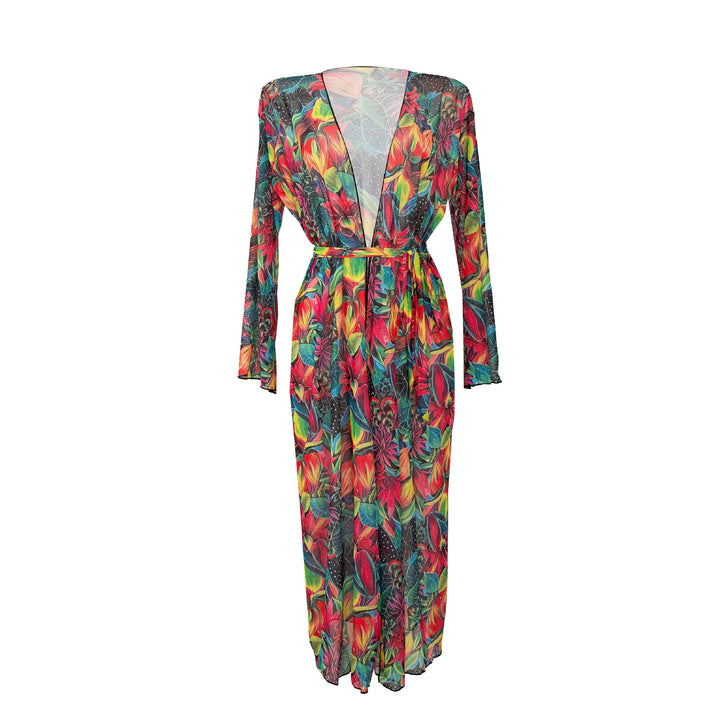 Women's Transparent Beach Kimono with Floral Patterns Mune Fashion