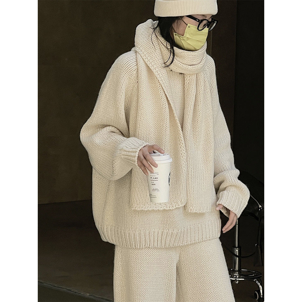Women Relaxed Chunky Knit Raglan Sweater with Wide Hem and Ribbed Finish Mune Fashion