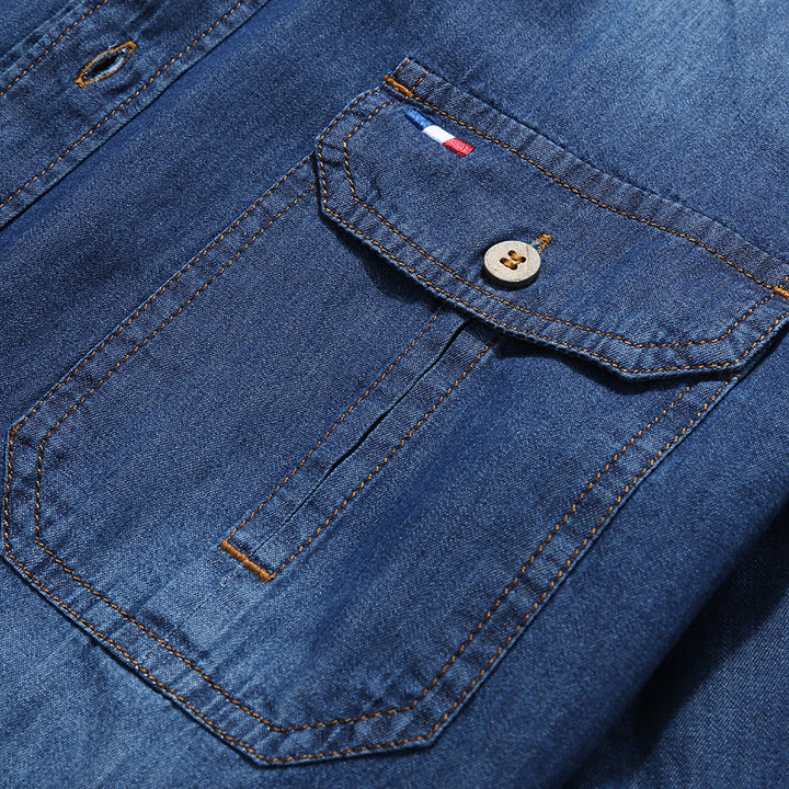 Men's Fashion Denim Shirt with Utility Pockets Mune Fashion