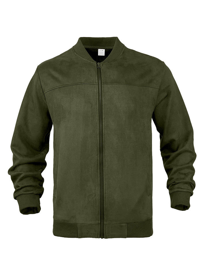 Men's suede bomber jacket with elastic ribbed cuffs Mune Fashion