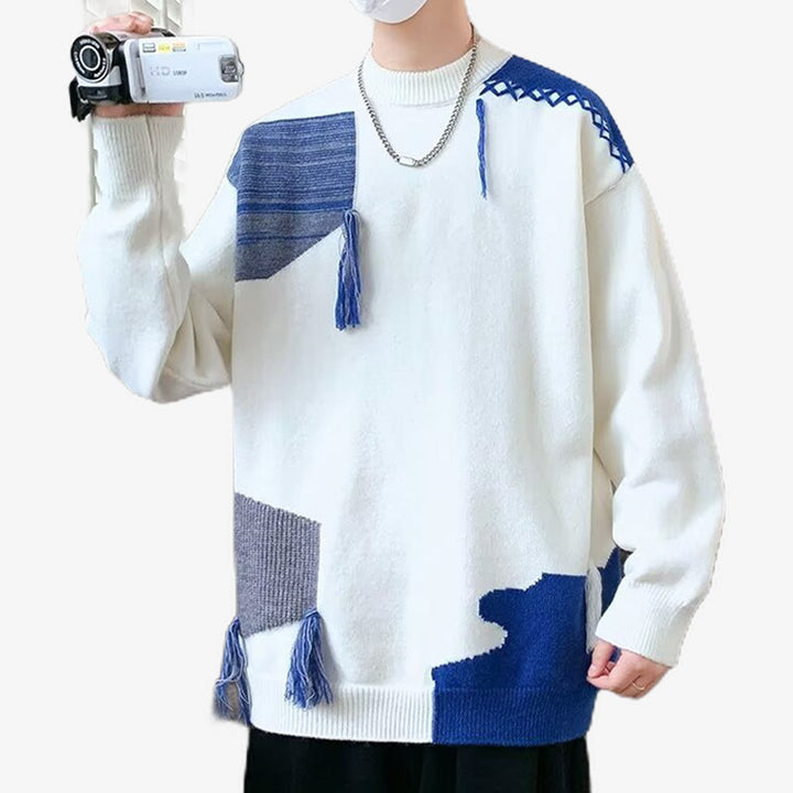 Men's Casual Chunky Knit Sweater with Creative Pattern Mune Fashion