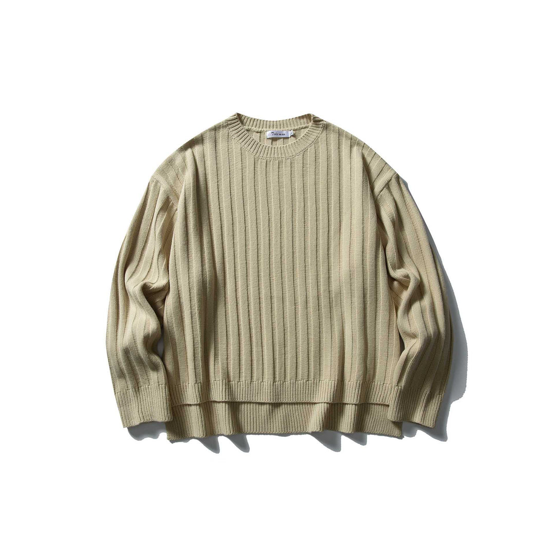 Unisex Coarse Ribbed Oversize Sweater with Round Neck