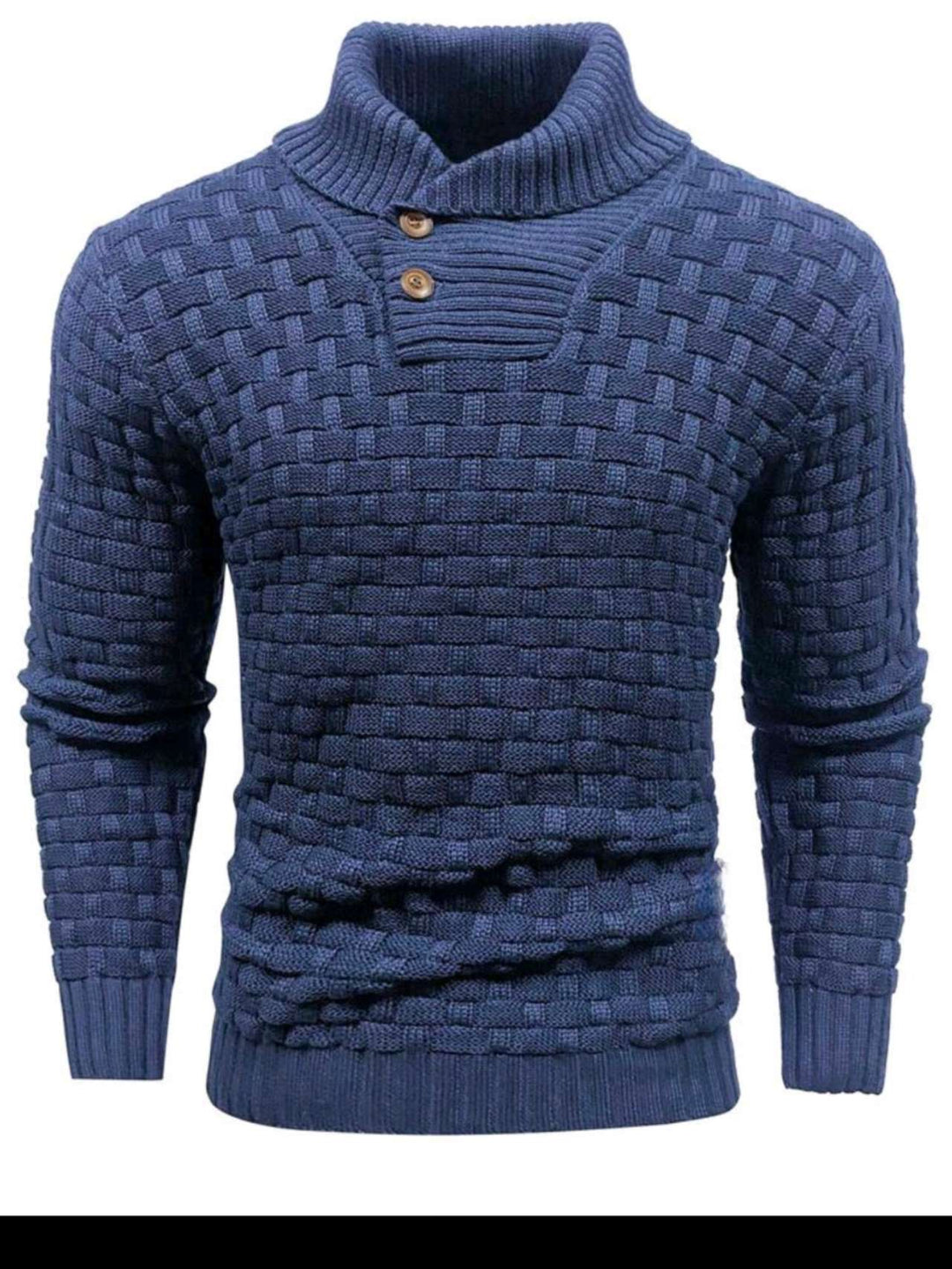 Men's structured knit sweater with high collar and decorative button placket Mune Fashion