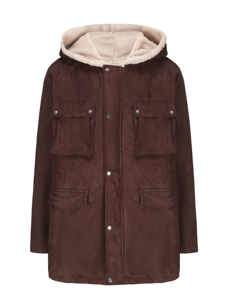 Men's parka in field style with teddy lining in hood, patch pockets and snap fastening Mune Fashion