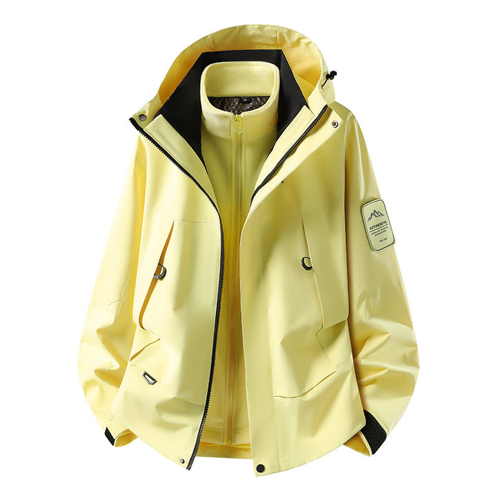 Unisex waterproof two-layer softshell rain jacket with removable fleece lining and hood Mune Fashion