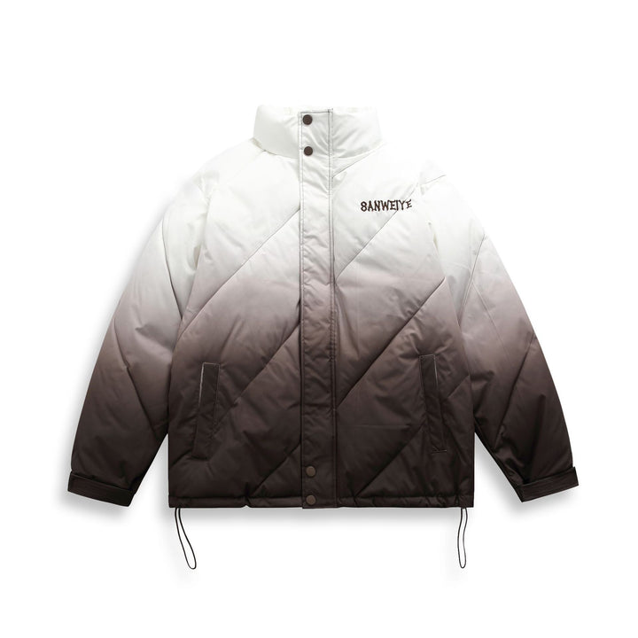 Unisex Short Cut Padded Jacket with Ombre Gradient and Diagonally Quilted Structure Mune Fashion