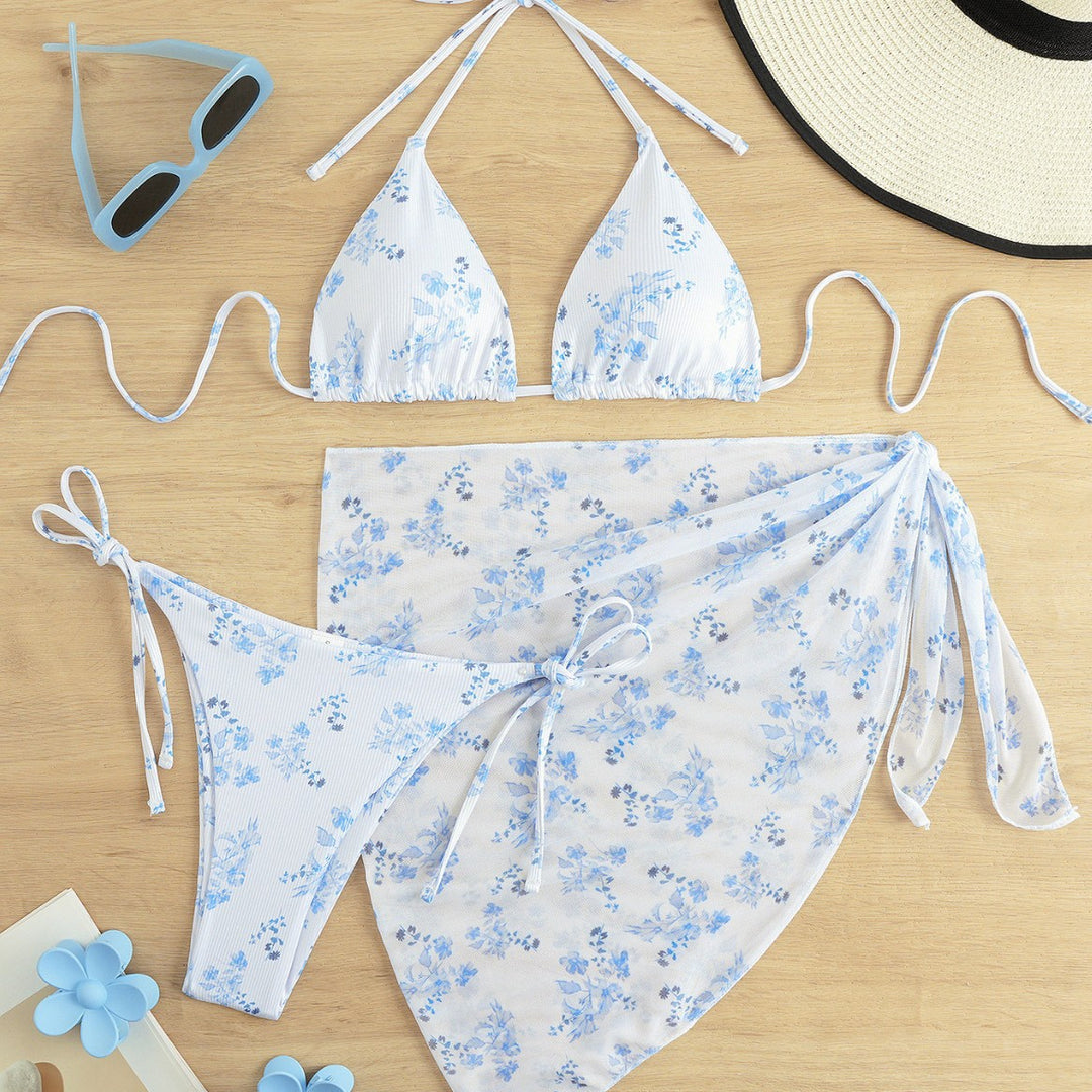 Women's Triangle Bikini Set with Elegant Wrap Skirt Mune Fashion