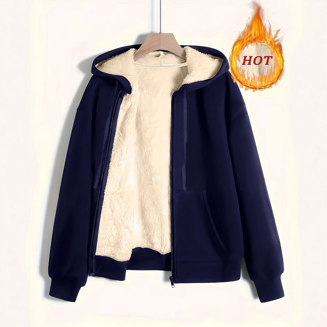 Ladies Cozy Fleece Jacket with Zipper and Hood Mune