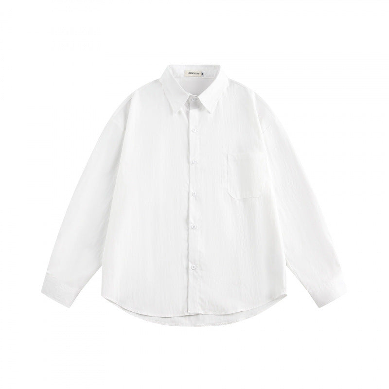 Unisex Oversize Lightweight Structured Cotton Shirt with Chest Pocket and Rounded Hem Mune Fashion