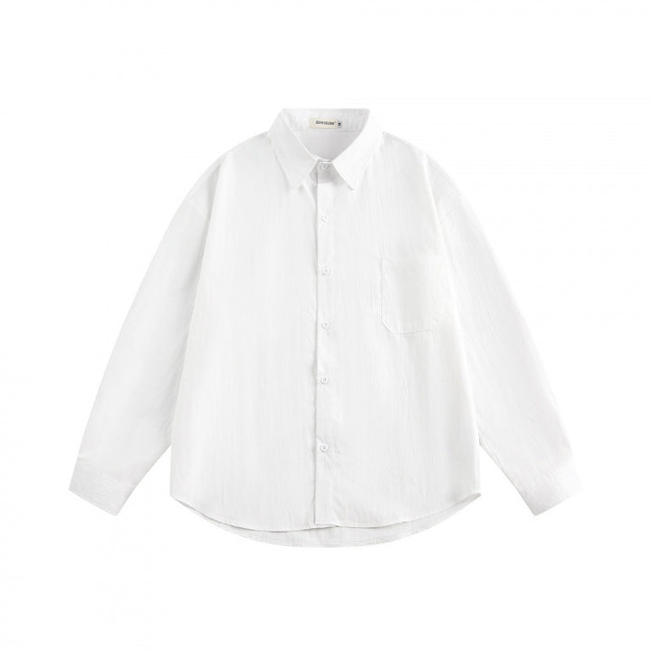 Unisex Oversize Lightweight Structured Cotton Shirt with Chest Pocket and Rounded Hem Mune Fashion