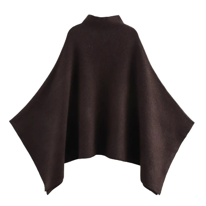Women's 100+ fine Oversize Poncho with Stand Collar and Asymmetric Hem Mune Fashion
