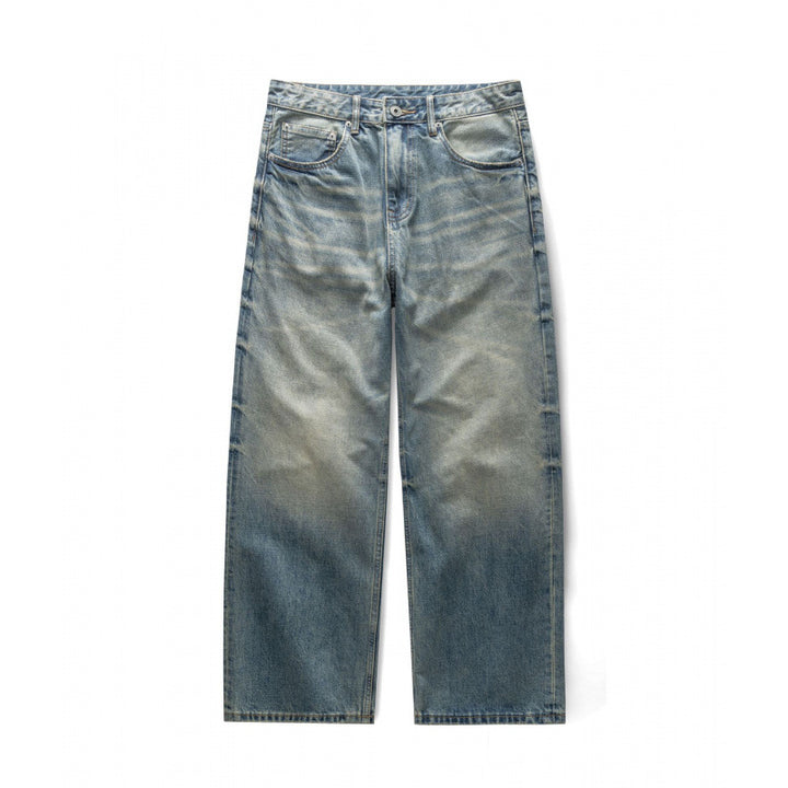 Women's Loose-Fit Straight-Leg Jeans with High Waist and Vintage Wash Mune Fashion