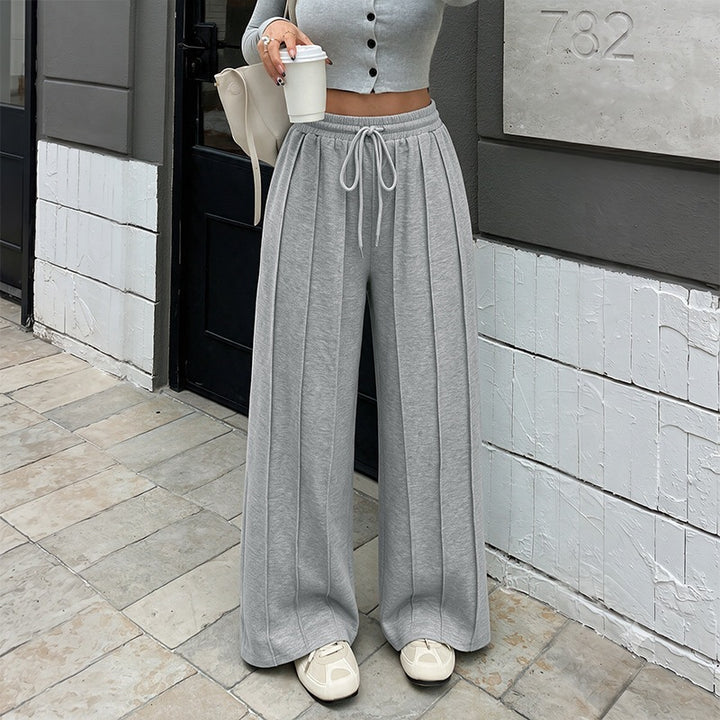 Women's Wide Palazzo Trousers with Waist Drawstring Mune Fashion