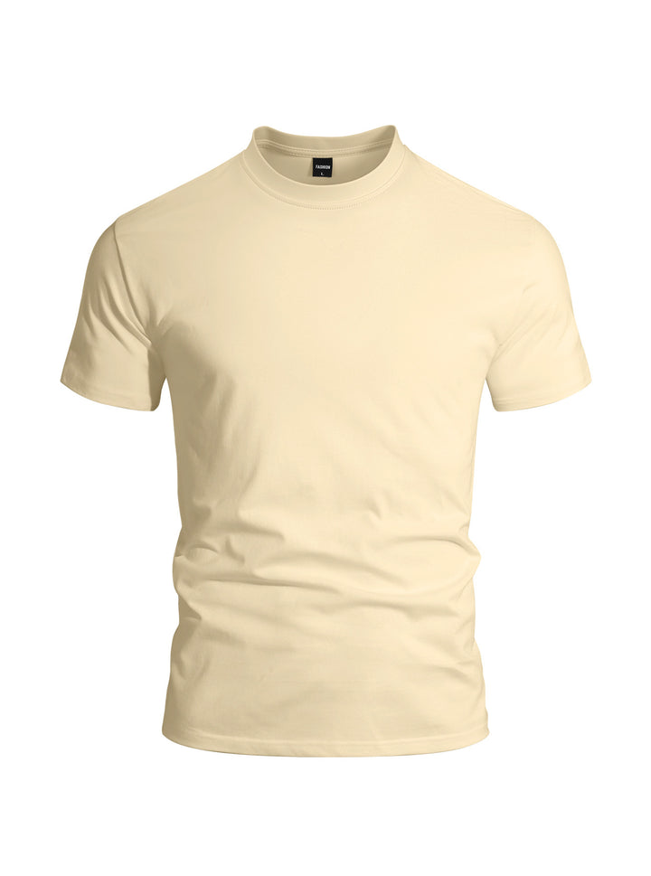 Men's close-fitting round neck basic shirt made of single jersey with reinforced neckband Mune Fashion